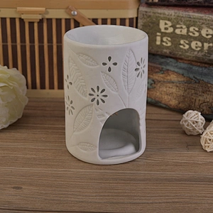 Cylinder flower custom ceramic hollow candle holder wholesales