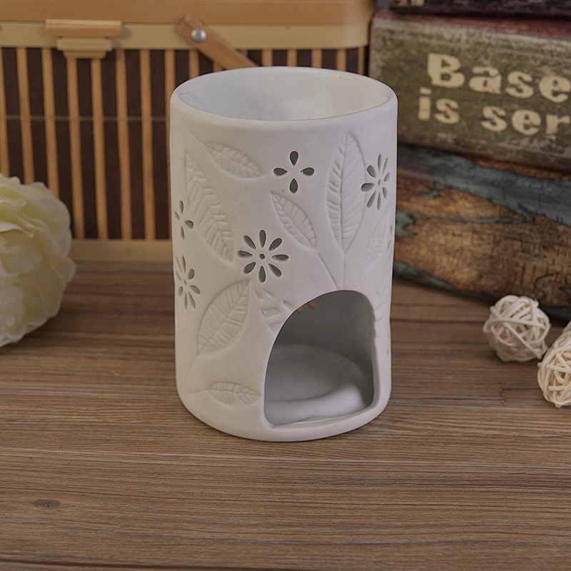 Cylinder flower custom ceramic hollow candle holder wholesales