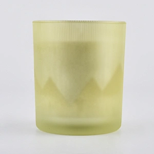 Wholesales cylinder luxury golden frosted glass candle holders jar 10oz 20oz