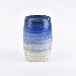Wholesale Speckled Blue Ceramic Candle Holder Home Decoration