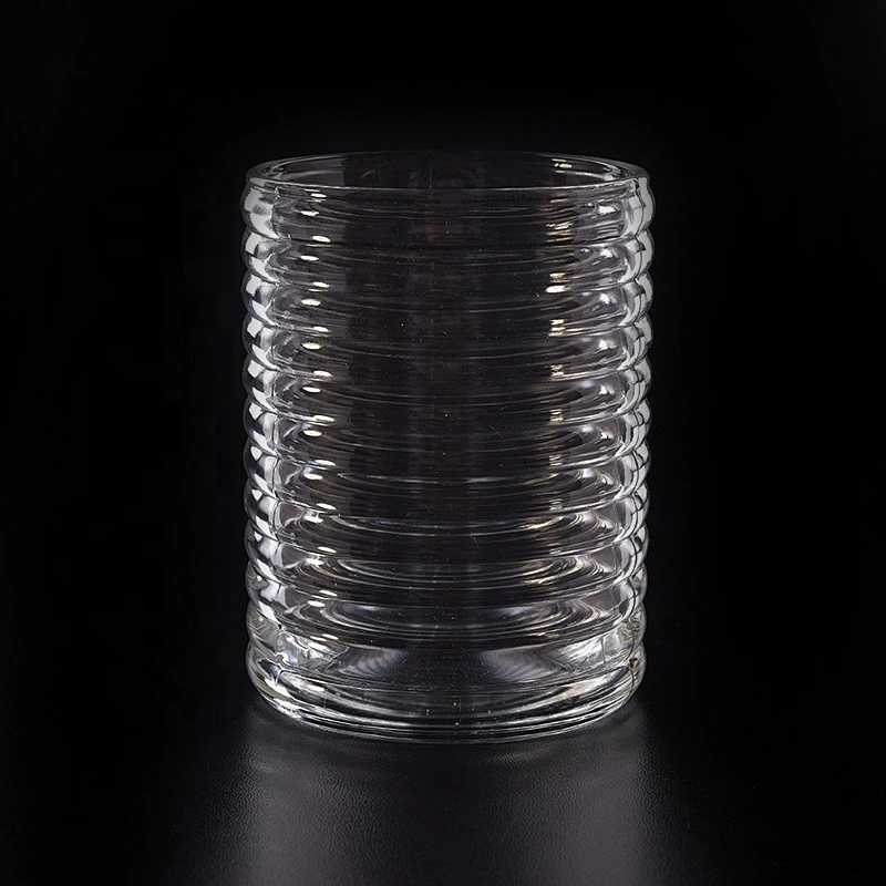 Clear Glass Candle cup pillar decorative scented glass candle holders soy wax
