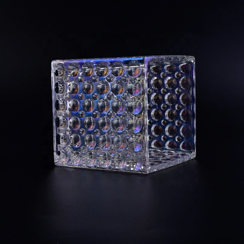 Supplier Luxury bubble custom square empty glass candle jars