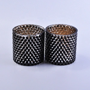 Wholesales mercury luxury black glass candle holder