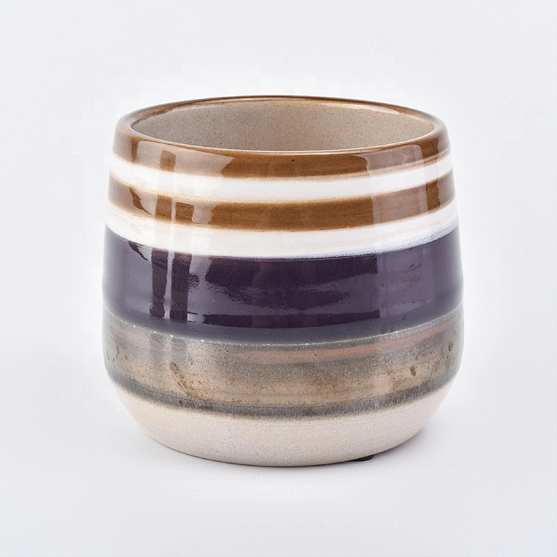 Luxury decorative ceramic candle customized iridescent vessel tealight candle holders wholesale