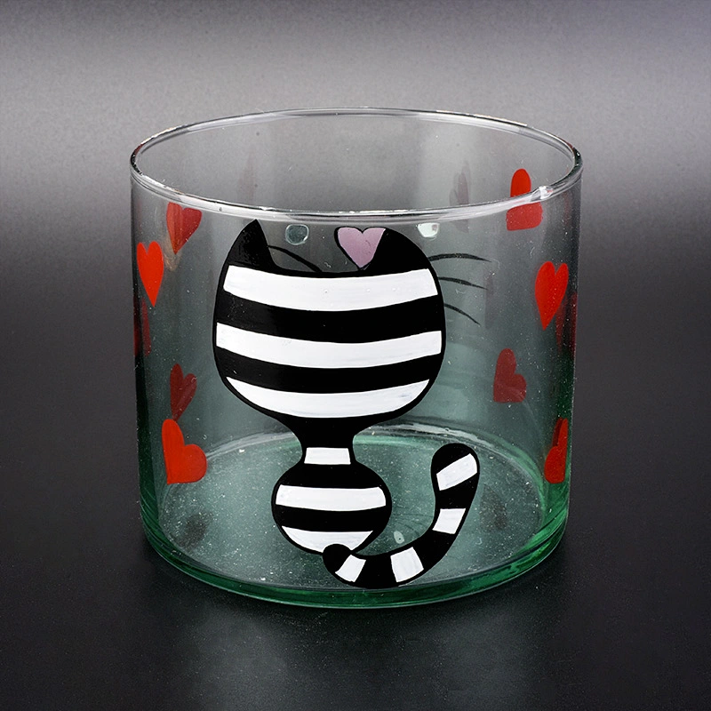 Wholesale Cat face Attractive Appearance glass candle jar