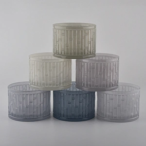 colored glass candle container with textured pattern, large  glass candle holder