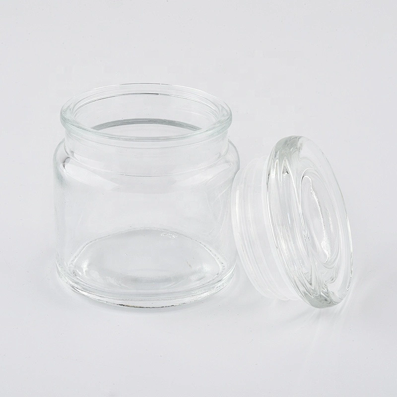 Clear crystal glass candle container with lid