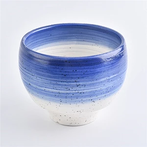 Sunny Glassware design blue color ceramic candle jars ceramic candle containers