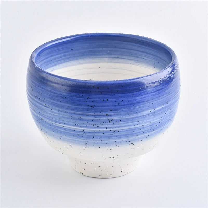 Sunny Glassware design blue color ceramic candle jars ceramic candle containers