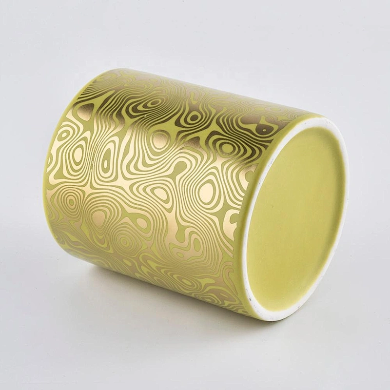 Sunny design Luxury custom golden ceramic candle vessel containers 10oz