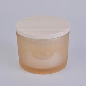 3 wick glass candle container, light yellow electroplating glass vessel
