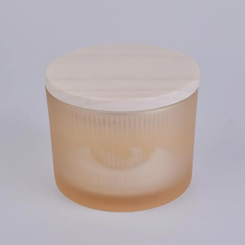 3 wick glass candle container, light yellow electroplating glass vessel