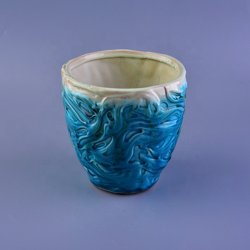 10oz 20oz Bulk vintage blue candle ceramic jars