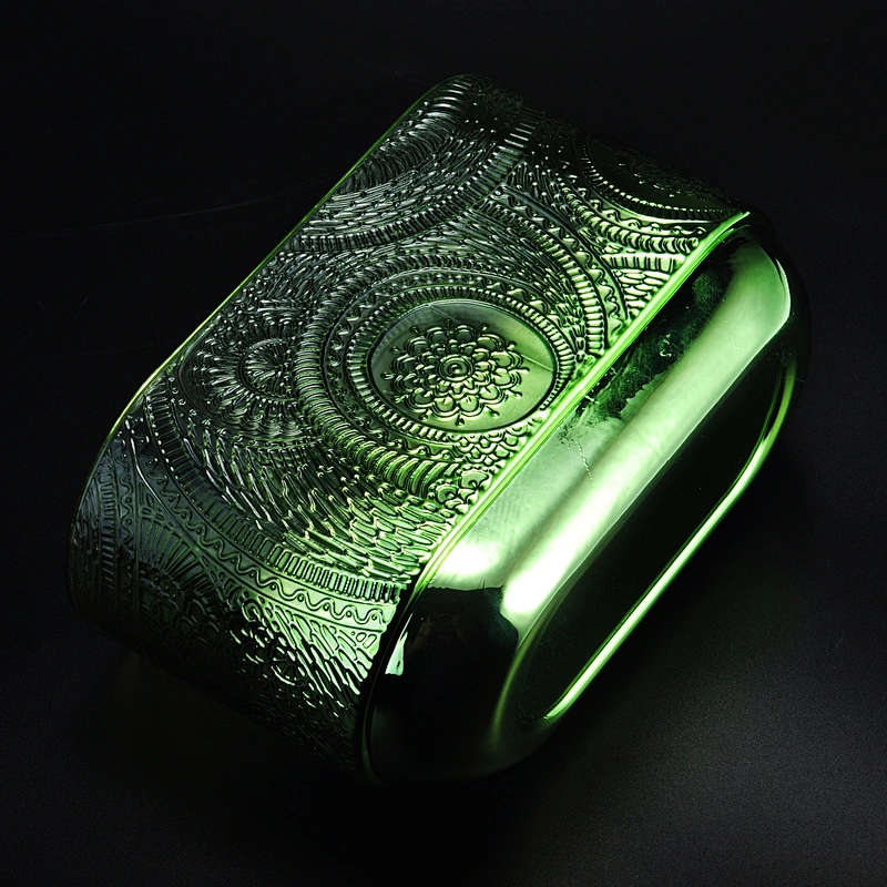 Home decoration luxury engraving tea light Glass candle container with wood lids