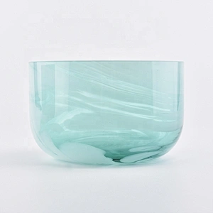 marbled glass candle jar, green glass container 560ml