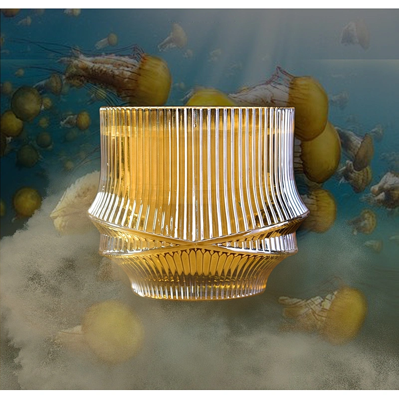 10oz 12oz 14oz Sunny new design gold empty glass candle jar holders