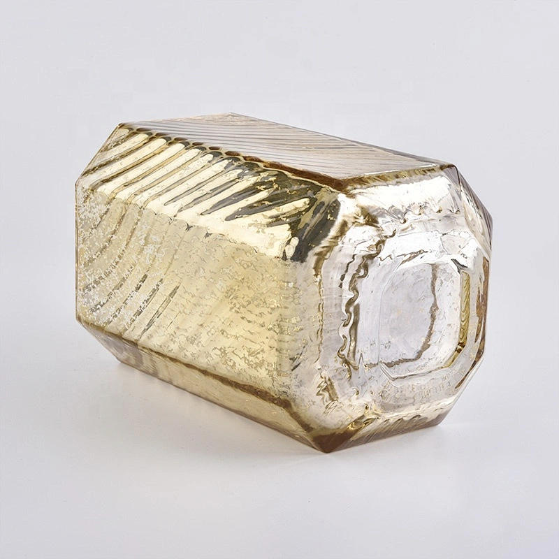 Sunny Hexagon gold luxury glass candle holder