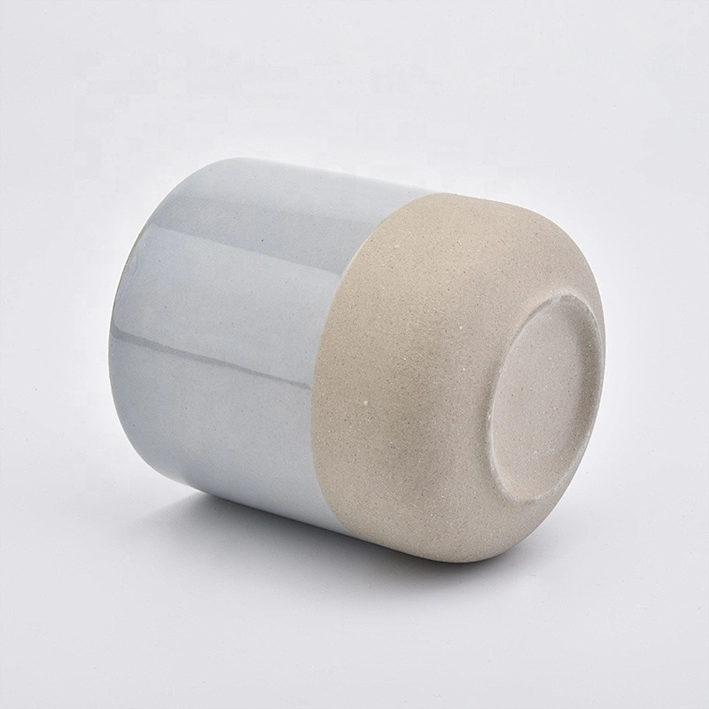 Frosted grey ceramic candle vessel modern votive scented candle holders home decorative use