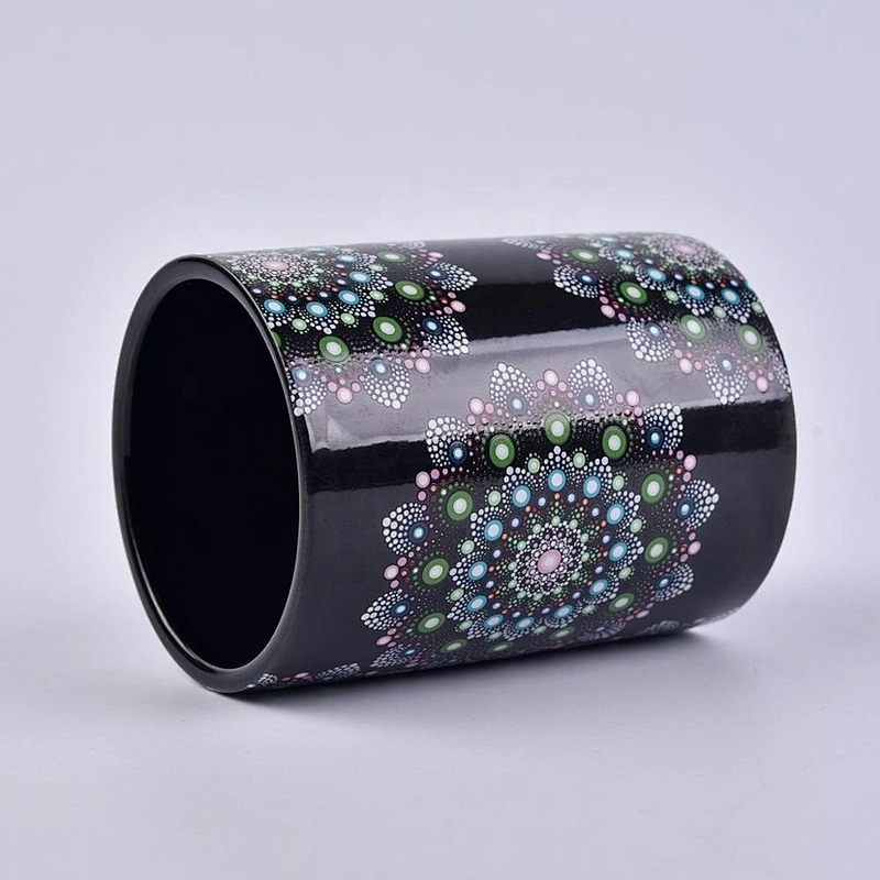 Wholesales black empty ceramic jars for luxury candle making