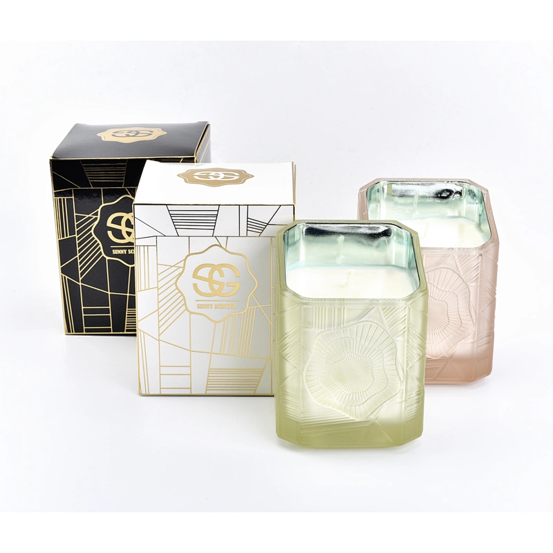 Sunny new design luxury custom Trapezoid candle glass holder jar