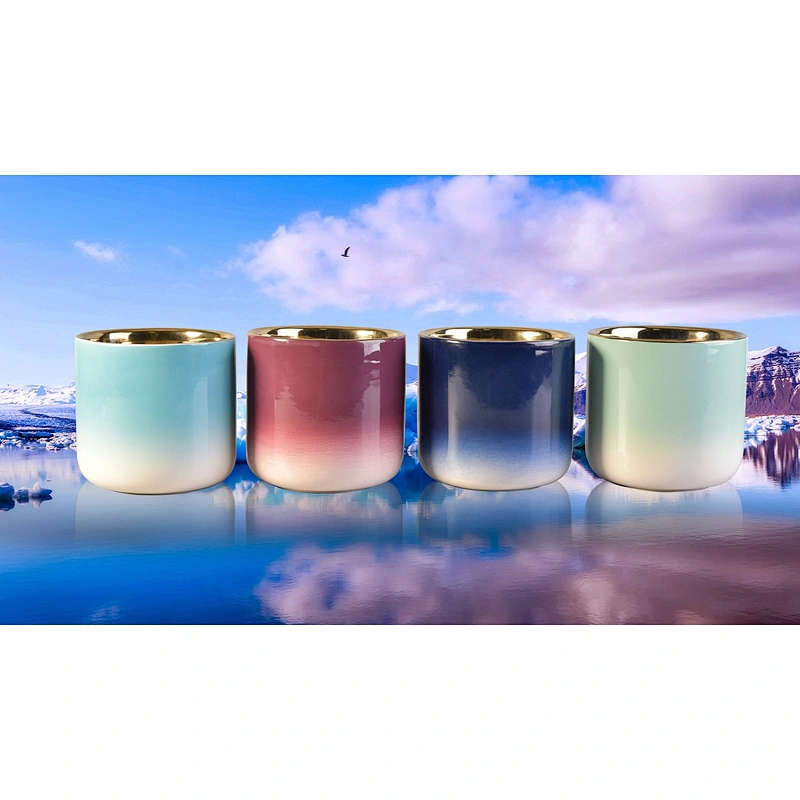 Wholesales custom electroplate large ceramic candle jar 8oz 10oz