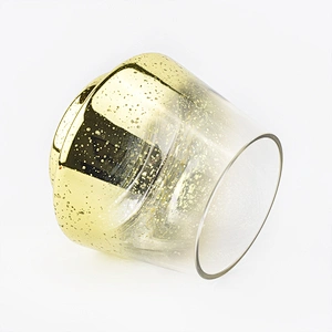 Wholesale Metallic gold glass votive candle holder for home decoration and weddings