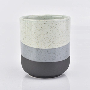 multi-color ceramic jar for candle, 12 oz  ceramic candle holder with dots