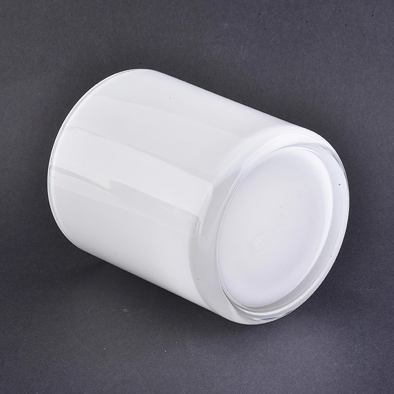 white glass candle holder, cylinder candle container