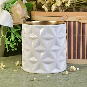 Geo cut plating candle holder votive ceramic candle jars wedding centerpiece wholesale