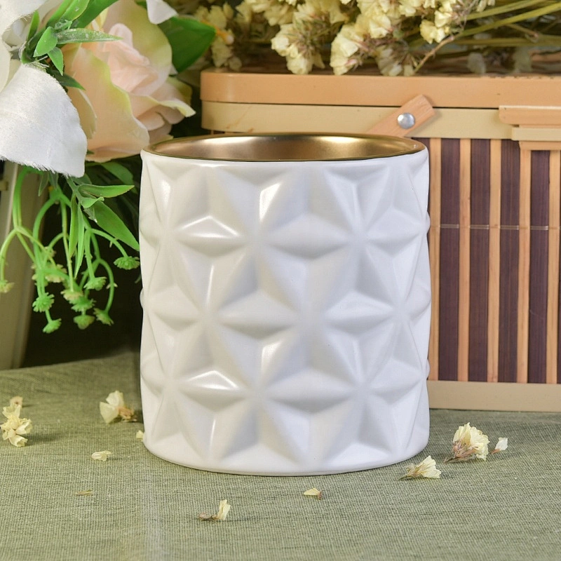 Geo cut plating candle holder votive ceramic candle jars wedding centerpiece wholesale