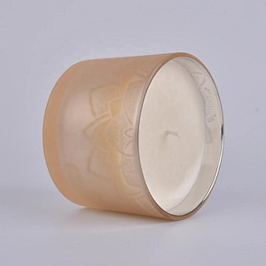 Sunny design luxury empty matte glass candle holders with wooden lid