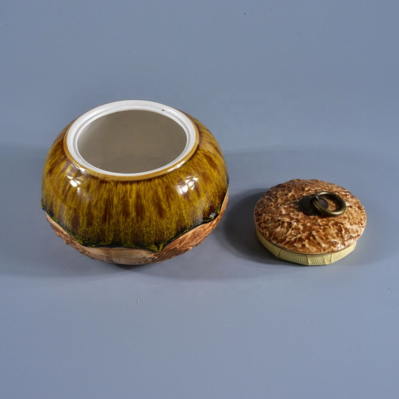 Sunny vintage votive candle ceramic holder with lids