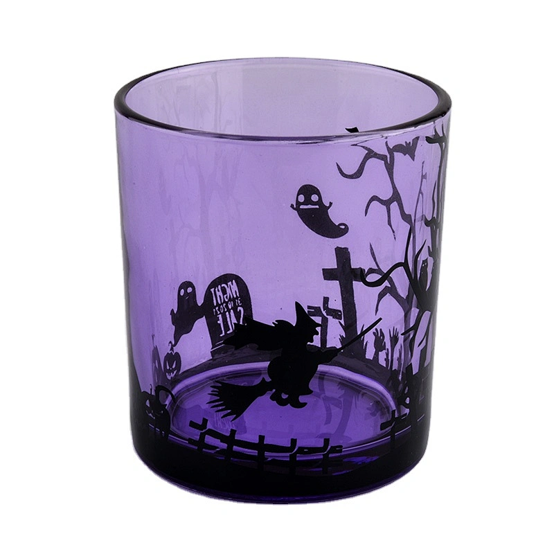 8oz 10oz 12oz Suppliers custom purple halloween tea light candle glass holder