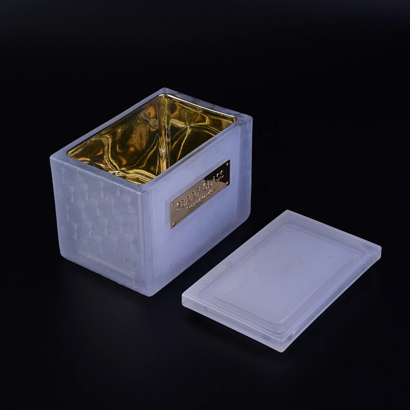 Sunny luxury square white scented candle glass jar in bulk