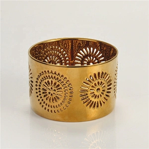 8oz Vintage gold tealight ceramic candle tin