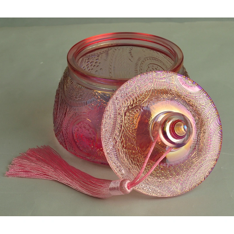 Wedding table Vintage round Glass scented candle container with lid