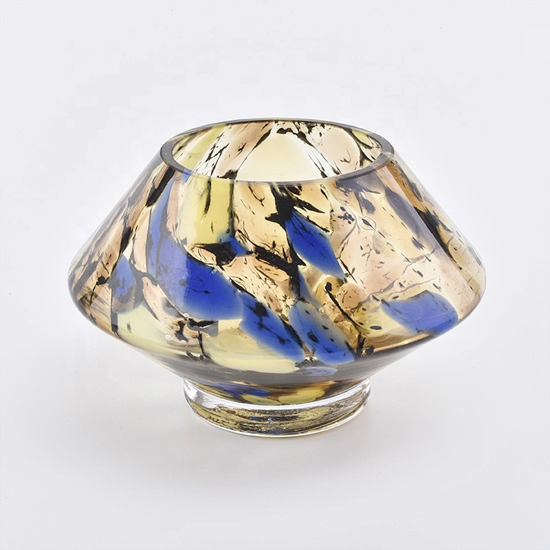 Butterfly pattern hand painted Glass scented tealight candle Holder party Decor in bulk
