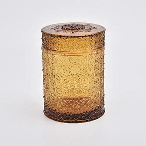Clear amber candle bottle votive candle jars glass with lids home decoration