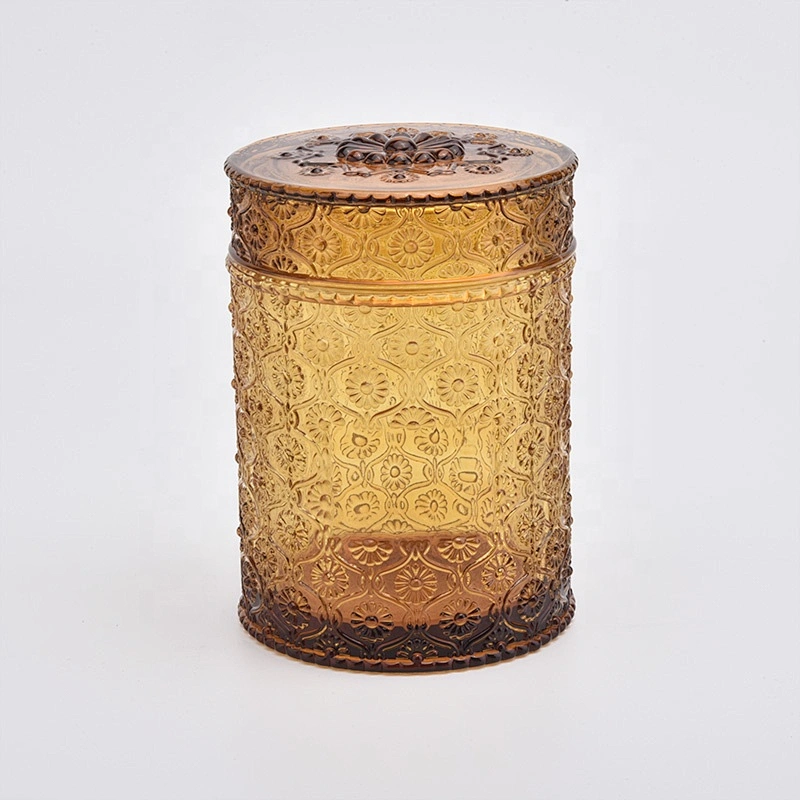 Clear amber candle bottle votive candle jars glass with lids home decoration