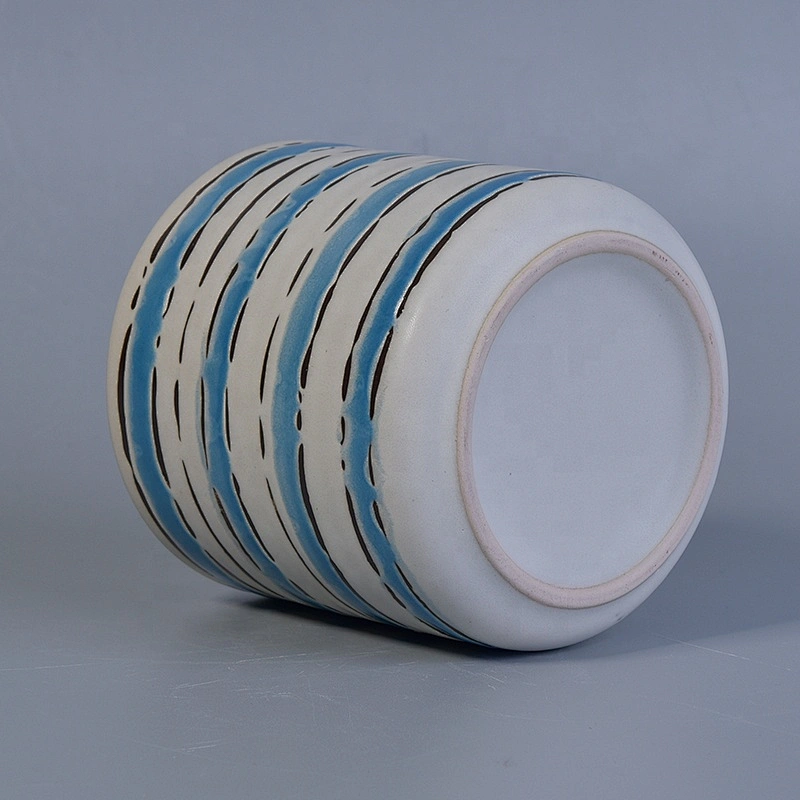 Vintage blue round hurricane ceramic scented candle holders home decor supply