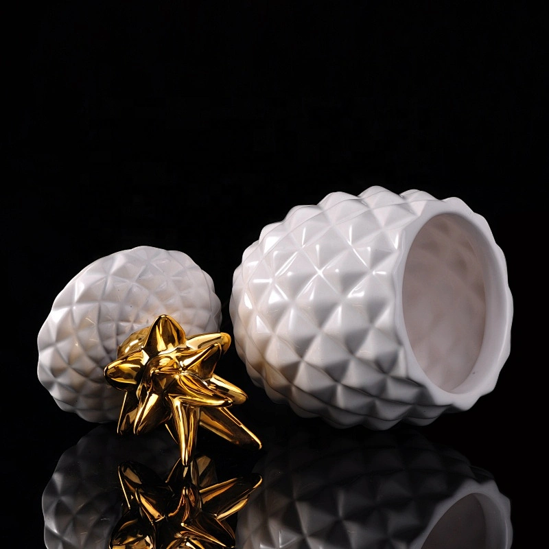 Large White Pineapple Ceramic Candle Jars Home Decoration Pieces