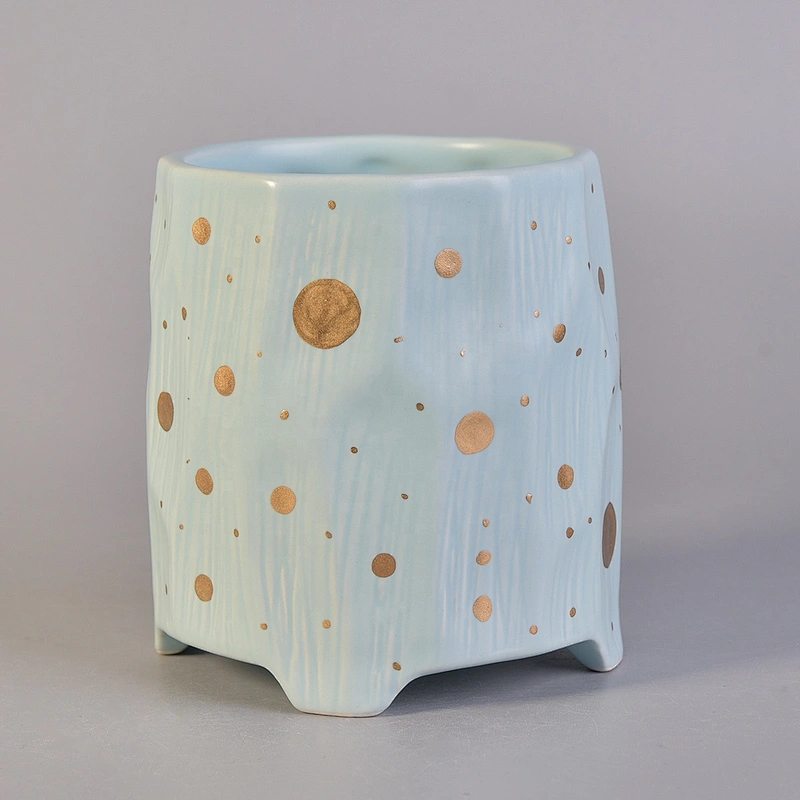 Sunny custom empty blue ceramic jar for candle making 10oz