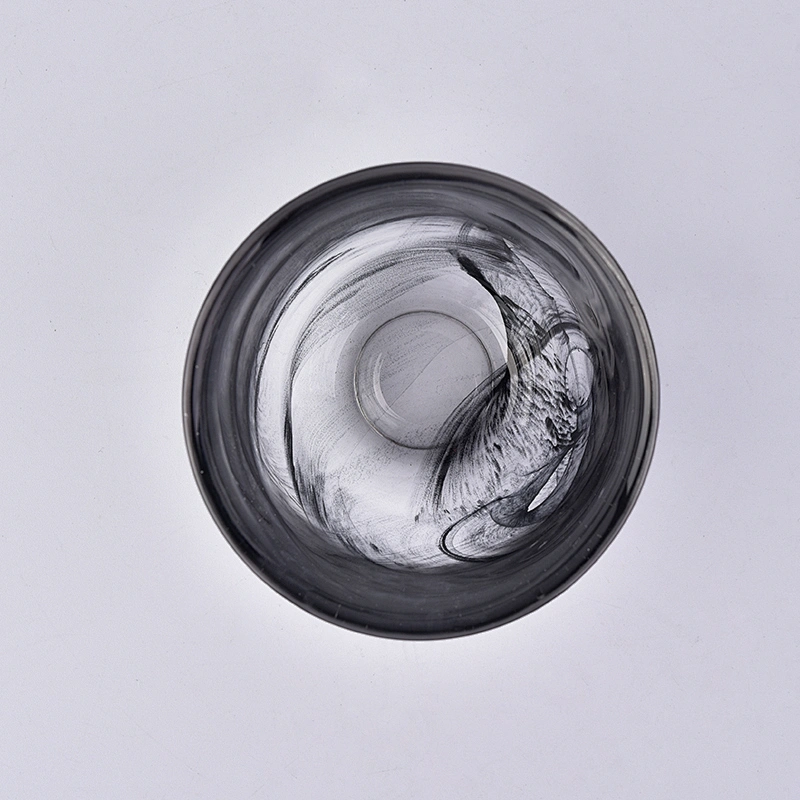 Unique black glass candle vessel glass holder for candle wedding centerpieces