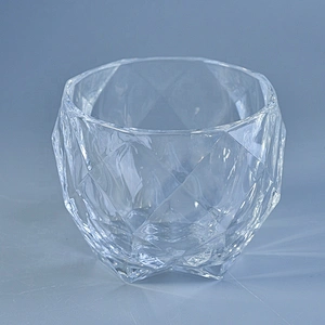 Clear geo cut Glass luxury candle Holder wedding