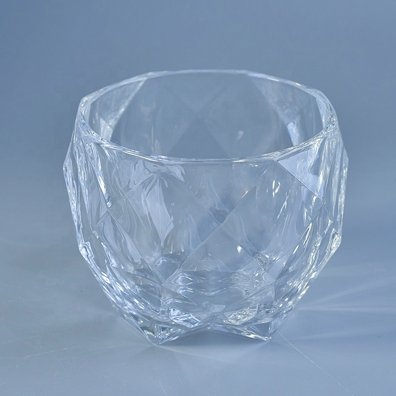 Clear geo cut Glass luxury candle Holder wedding