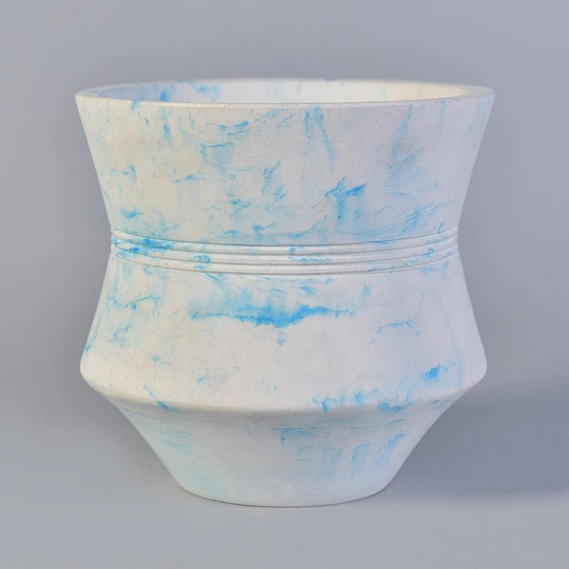 Wholesales custom blue luxury cemente matte candle jars