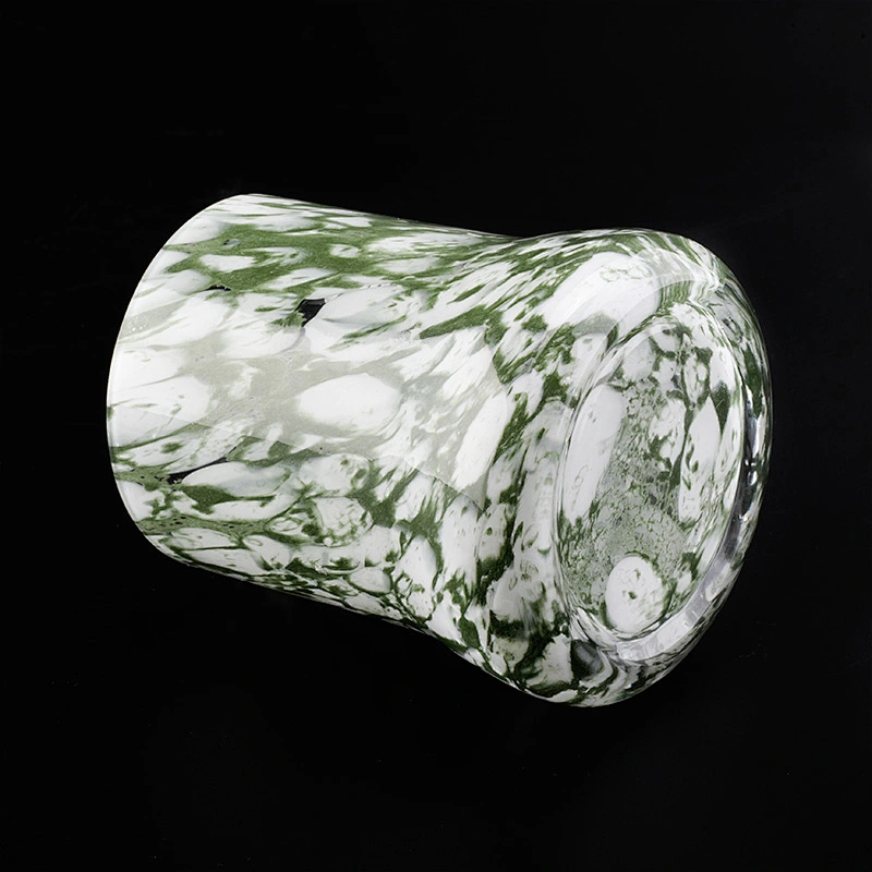 green glossy glass vessel glass candle jar hand made home decoration