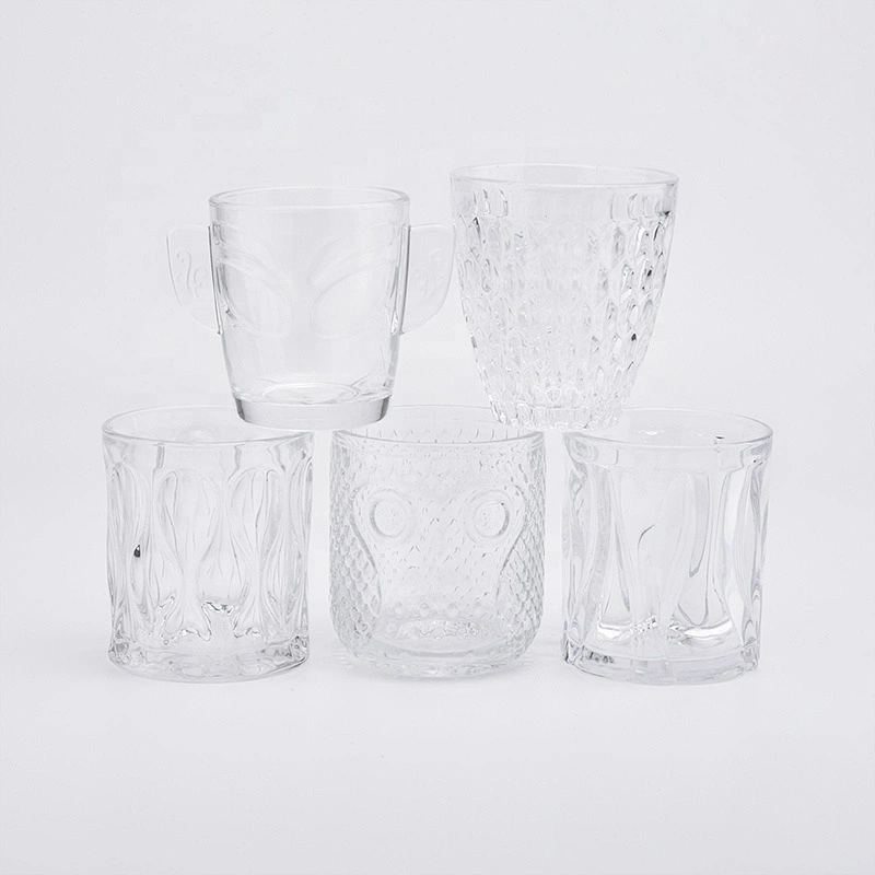 Engraving custom candle holder glass votive candle jars with handle home decoration wholesale