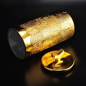 15oz Luxury custom embossed glass candle holder with gold lid