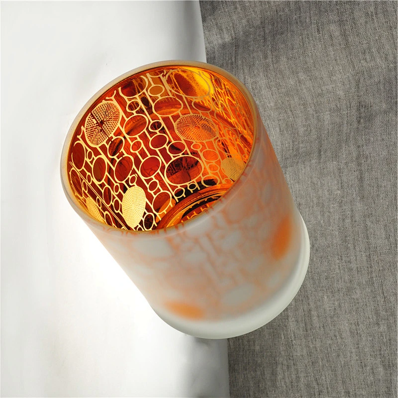 frosted glass votive laser plating decoration candle jar